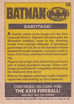 1989 O-Pee-Chee Batman Movie #98 Sabotage! Back