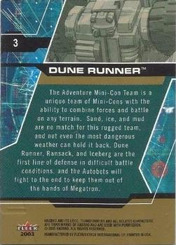 2003 Fleer Transformers Armada - Gold #3 Dune Runner Back