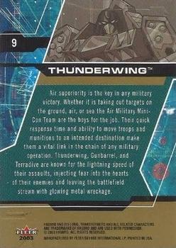 2003 Fleer Transformers Armada - Gold #9 Thunderwing Back