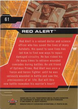 2003 Fleer Transformers Armada - Gold #61 Red Alert Back