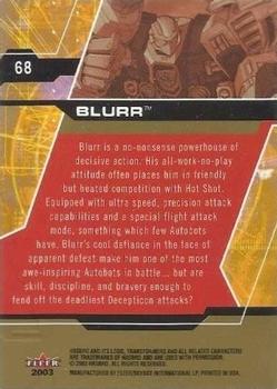 2003 Fleer Transformers Armada - Gold #68 Blurr Back