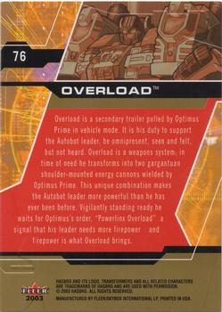 2003 Fleer Transformers Armada - Gold #76 Overload Back
