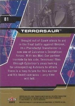 2003 Fleer Transformers Armada - Gold #81 Terrorsaur Back