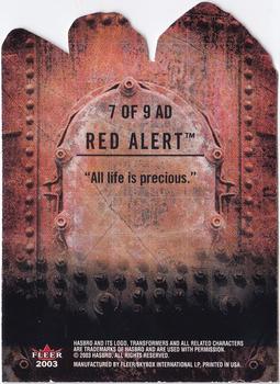2003 Fleer Transformers Armada - Die Cuts #7AD Red Alert Back
