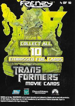 2007 Topps Transformers Movie - Embossed Foil #4 Frenzy Back