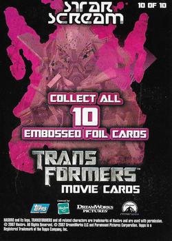 2007 Topps Transformers Movie - Embossed Foil #10 Starscream Back