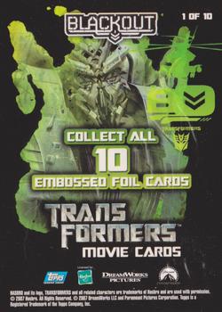 2007 Topps Transformers Movie - Embossed Foil #1 Blackout Back