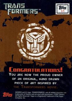 2007 Topps Transformers Movie - Artist Sketches #NNO Alex Milne Back
