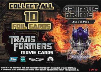 2007 Topps Transformers Movie - Foil #2 Optimus Prime Back