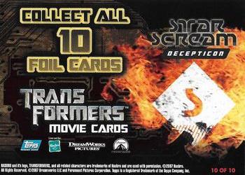 2007 Topps Transformers Movie - Foil #10 Starscream Back