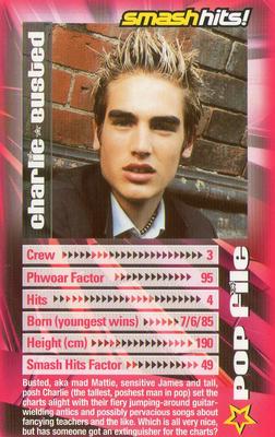 2003 Top Trumps Smash Hits! Popstars 2 #NNO Charlie - Busted Front