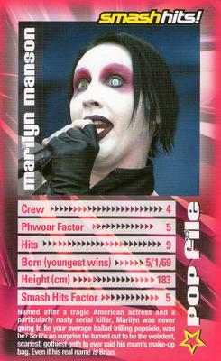 2003 Top Trumps Smash Hits! Popstars 2 #NNO Marilyn Manson Front