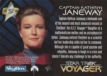 1995 SkyBox Star Trek: Voyager Season One Series One - Spectra-Etch Crew #S1 Captain Kathryn Janeway Back