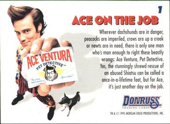 1995 Donruss Ace Ventura: When Nature Calls #1 Ace on the Job Back