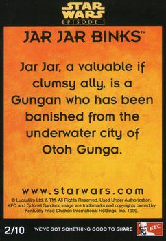 1999 KFC Star Wars Episode 1 (Australia) #2 Jar Jar Binks Back