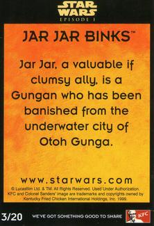 1999 KFC Star Wars Episode 1 (UK) #3 Jar Jar Binks Back