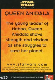 1999 KFC Star Wars Episode 1 (UK) #4 Queen Amidala Back