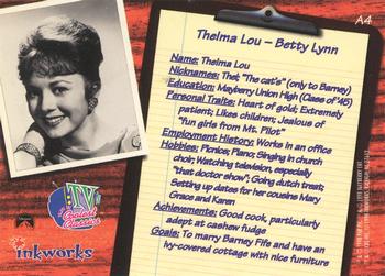 1998 Inkworks TV's Coolest Classics - Autograph #A4 Betty Lynn: Thelma Lou Back