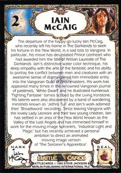 1994 Merlin BattleCards #2 Iain McCaig Back