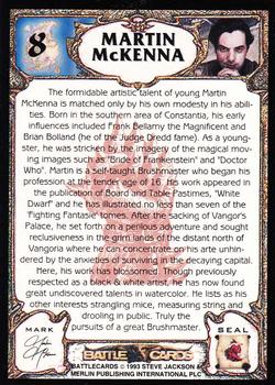 1994 Merlin BattleCards #8 Martin McKenna Back
