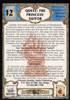 1994 Merlin BattleCards #12 Quest: The Princess' Suitor Back