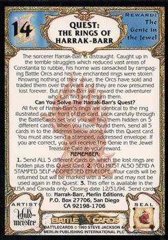 1994 Merlin BattleCards #14 Quest: The Rings of Harrak-Barr Back