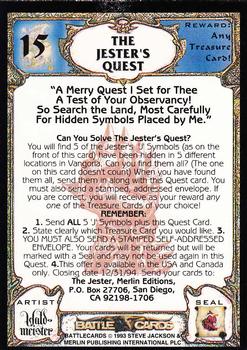 1994 Merlin BattleCards #15 The Jester's Quest Back
