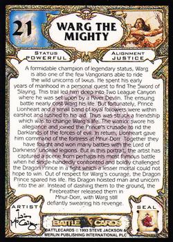 1994 Merlin BattleCards #21 Warg the Mighty Back