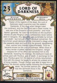 1994 Merlin BattleCards #23 Lord of Darkness Back