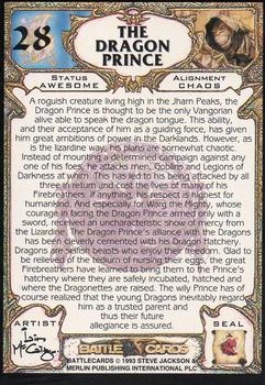 1994 Merlin BattleCards #28 The Dragon Prince Back