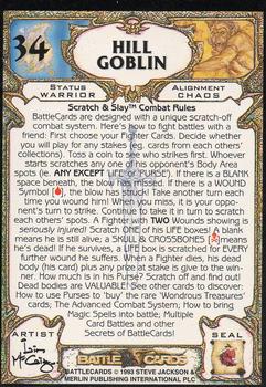 1994 Merlin BattleCards #34 Hill Goblin Back