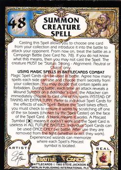 1994 Merlin BattleCards #48 Summon Creature Spell Back