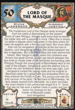 1994 Merlin BattleCards #50 Lord of the Masque Back