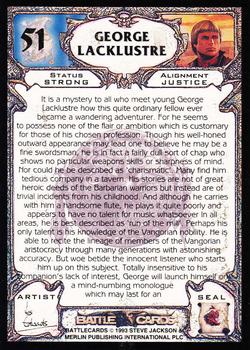 1994 Merlin BattleCards #51 George Lacklustre Back