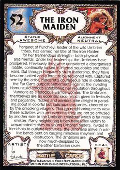 1994 Merlin BattleCards #52 The Iron Maiden Back