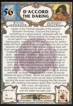 1994 Merlin BattleCards #56 D'Accord the Daring Back