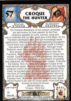 1994 Merlin BattleCards #57 Croque the Hunter Back