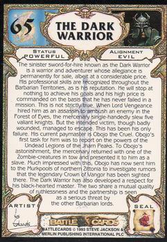 1994 Merlin BattleCards #65 The Dark Warrior Back
