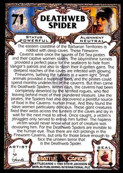 1994 Merlin BattleCards #71 Deathweb Spider Back