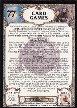 1994 Merlin BattleCards #77 Card Games Back