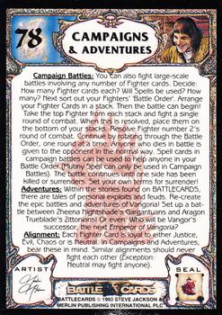 1994 Merlin BattleCards #78 Campaigns & Adventures Back