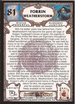 1994 Merlin BattleCards #81 Forrin Weatherstorm Back