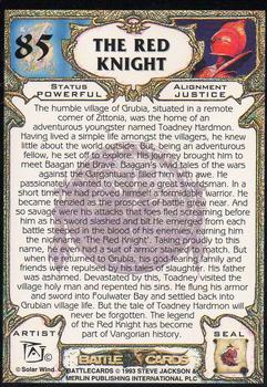 1994 Merlin BattleCards #85 The Red Knight Back