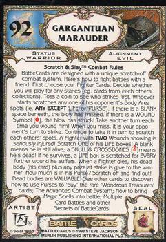 1994 Merlin BattleCards #92 Gargantuan Marauder Back