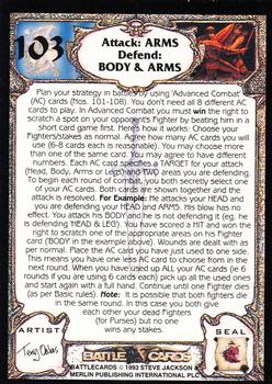 1994 Merlin BattleCards #103 Attack: Arms, Defend: Body & Arms Back