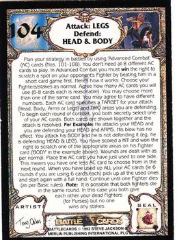 1994 Merlin BattleCards #104 Attack: Legs, Defend: Head & Body Back