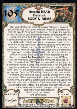 1994 Merlin BattleCards #105 Attack: Head, Defend: Body & Arms Back