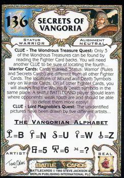 1994 Merlin BattleCards #136 Treasure, Warrior, Lord Magnob Back