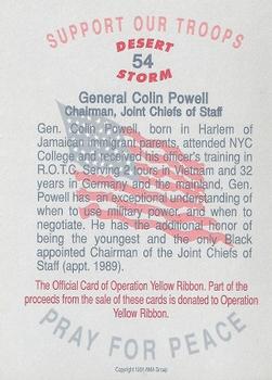 1991 AMA Group Desert Storm Operation Yellow Ribbon #54 Colin Powell Back