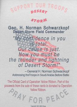 1991 AMA Group Desert Storm Operation Yellow Ribbon - Case Inserts #NNO General H. Norman Schwarzkopf Back